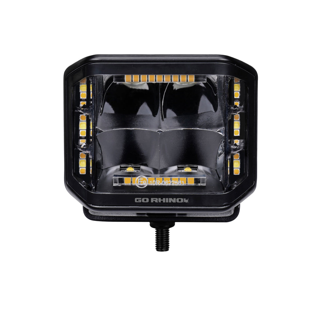Go Rhino 750700322SCS Blackout Combo Series - SIDELINE 4x3 LED Cube Spot Lights, Pair, w/Amber LEDs