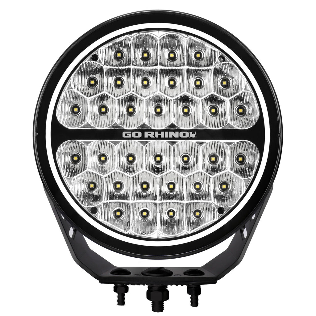 Go Rhino 751700911DRS Blackout Series - MAXROUND 9" Round LED Driving Light w/Daytime Running Lights for Select Chevrolet Suburban, Chevrolet Tahoe