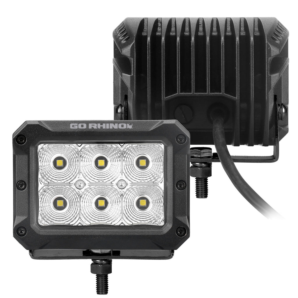Go Rhino 753003023FBS Bright Series - 4x3 Rectangular LED Flood Lights, Pair