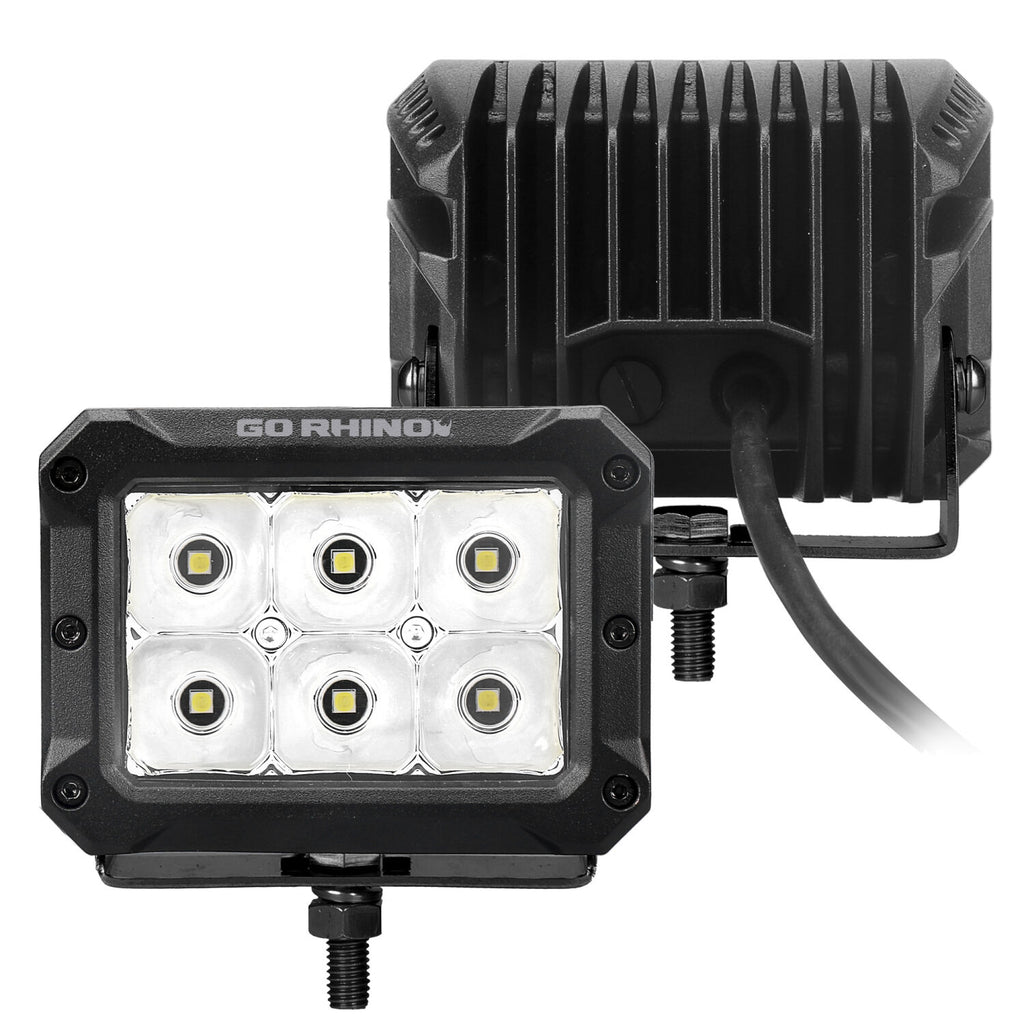 Go Rhino 753003023SBS Bright Series - 4x3 Rectangular LED Spot Lights, Pair