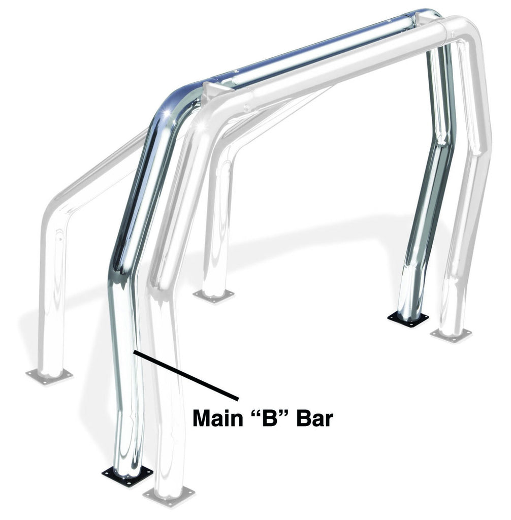 Go Rhino 94002PS Bed Bar Component - "B" Main Bar - Polished Stainless Steel for Select Dodge Dakota