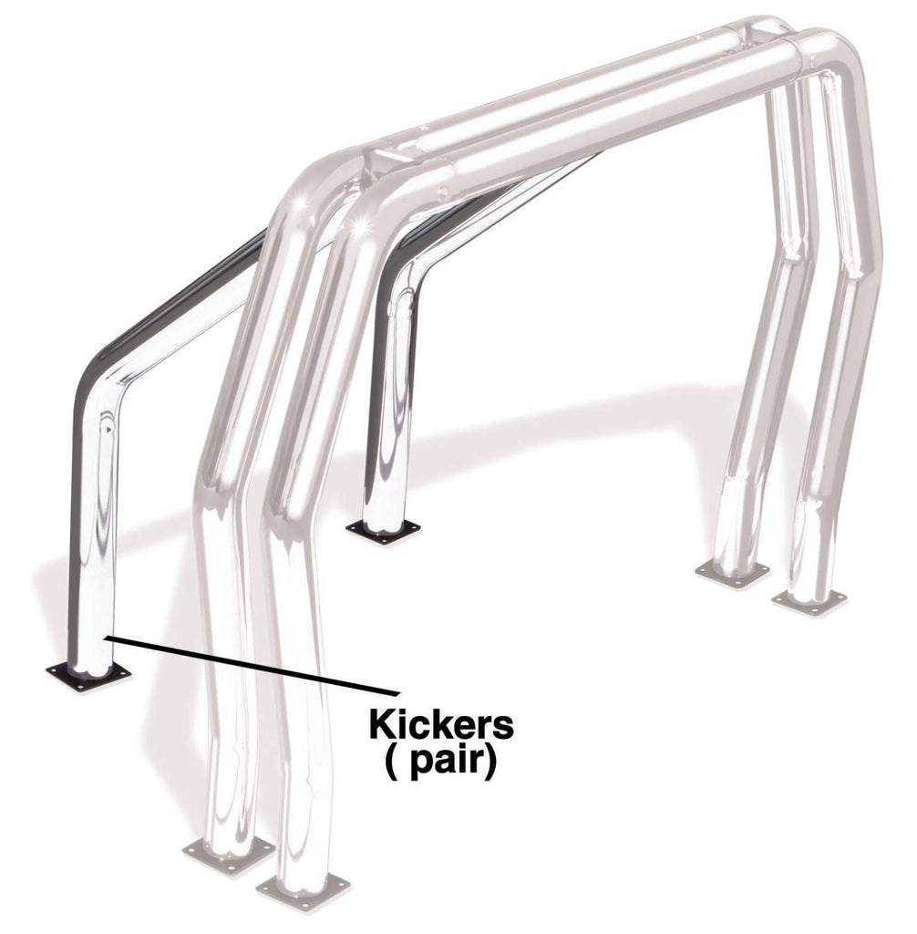 Go Rhino 9390C Bed Bar Component - Pair of Kickers (Behind wheel wells) - Chrome for Select Ford Ranger, GMC S15, GMC Sonoma, Isuzu Hombre, Isuzu Pickup, Jeep Comanche, Mazda B2000, Mazda B2200, Mazda B2300, Mazda B2500, Mazda B2600, Mazda B3000, Nissan