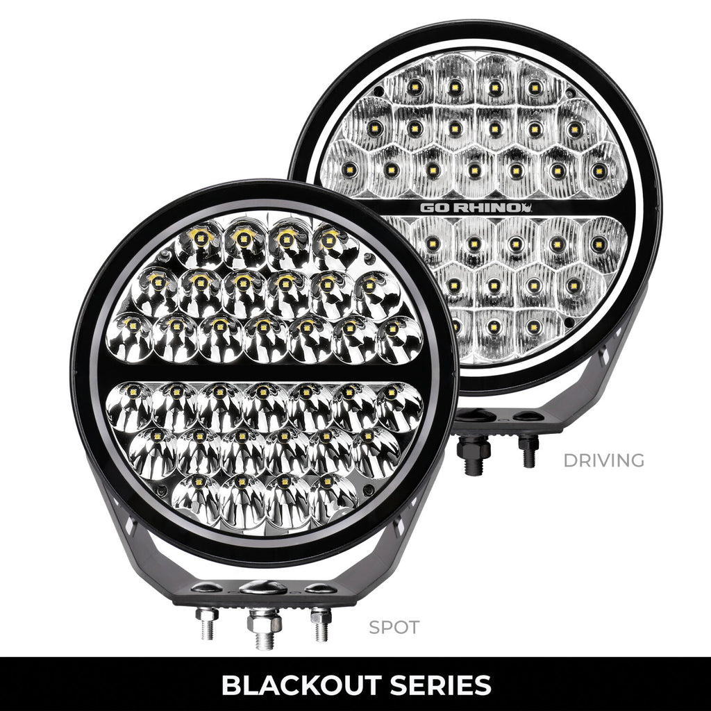 Go Rhino 751700911DRS Blackout Series - MAXROUND 9" Round LED Driving Light w/Daytime Running Lights for Select Chevrolet Suburban, Chevrolet Tahoe