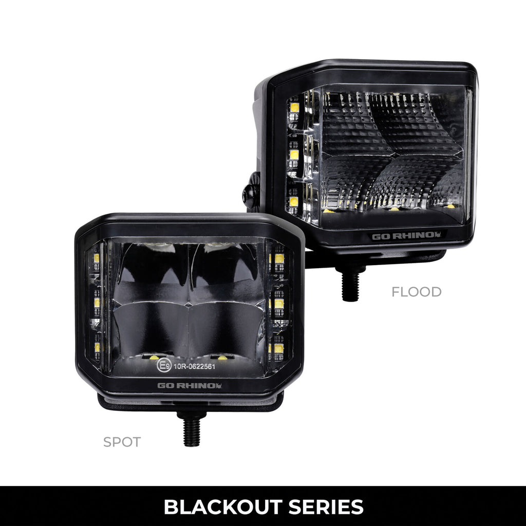 Go Rhino 750700321FCS Blackout Series - SIDELINE 4x3 LED Cube Flood Lights, Pair