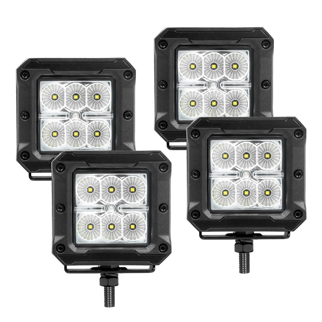 Go Rhino 751803043FCS Bright Series - 3x3 Cube LED Flood Lights, Set of Four