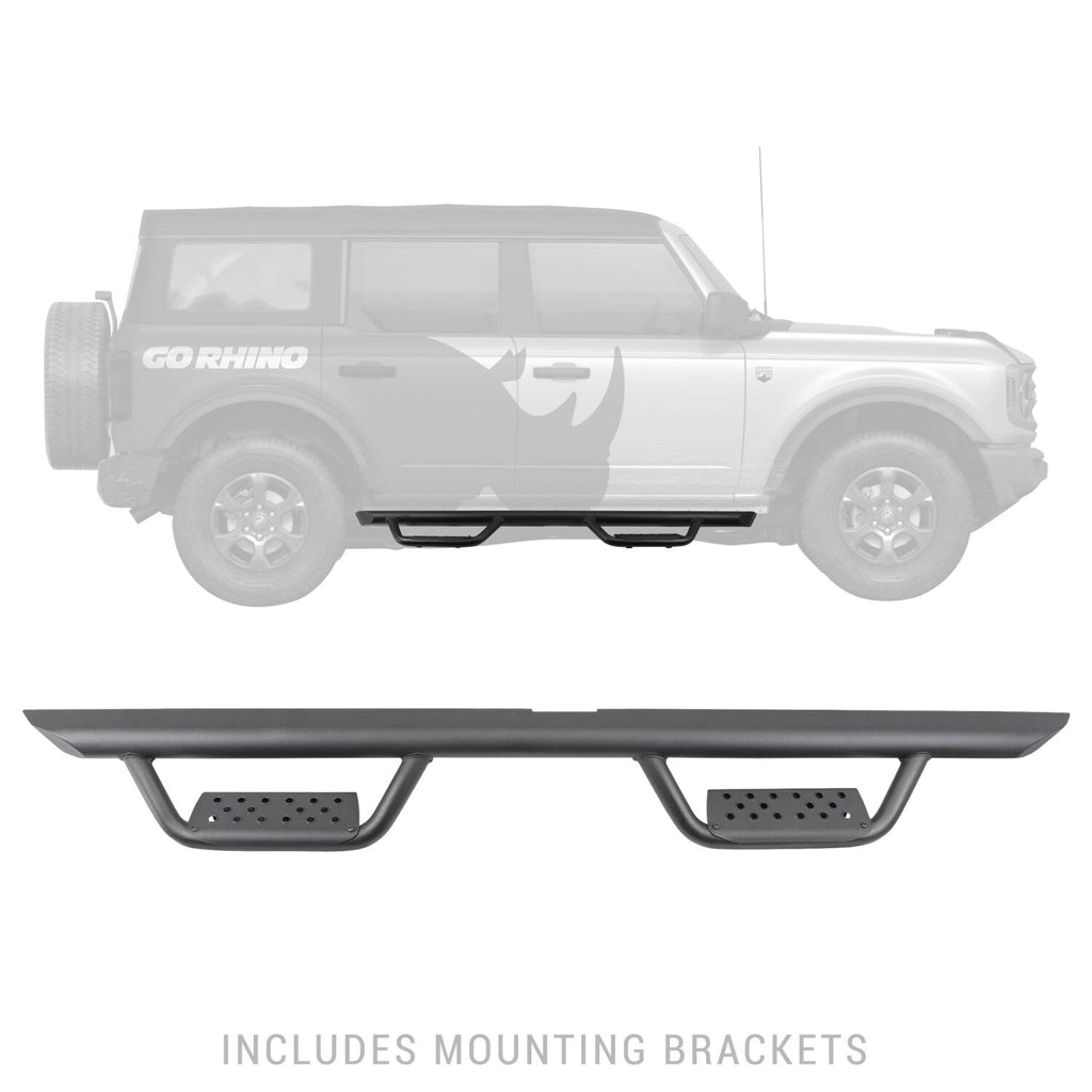 Go Rhino D224129T Dominator Xtreme D2 Side Steps with Rocker Panel Mounting Bracket Kit for Select Ford Bronco