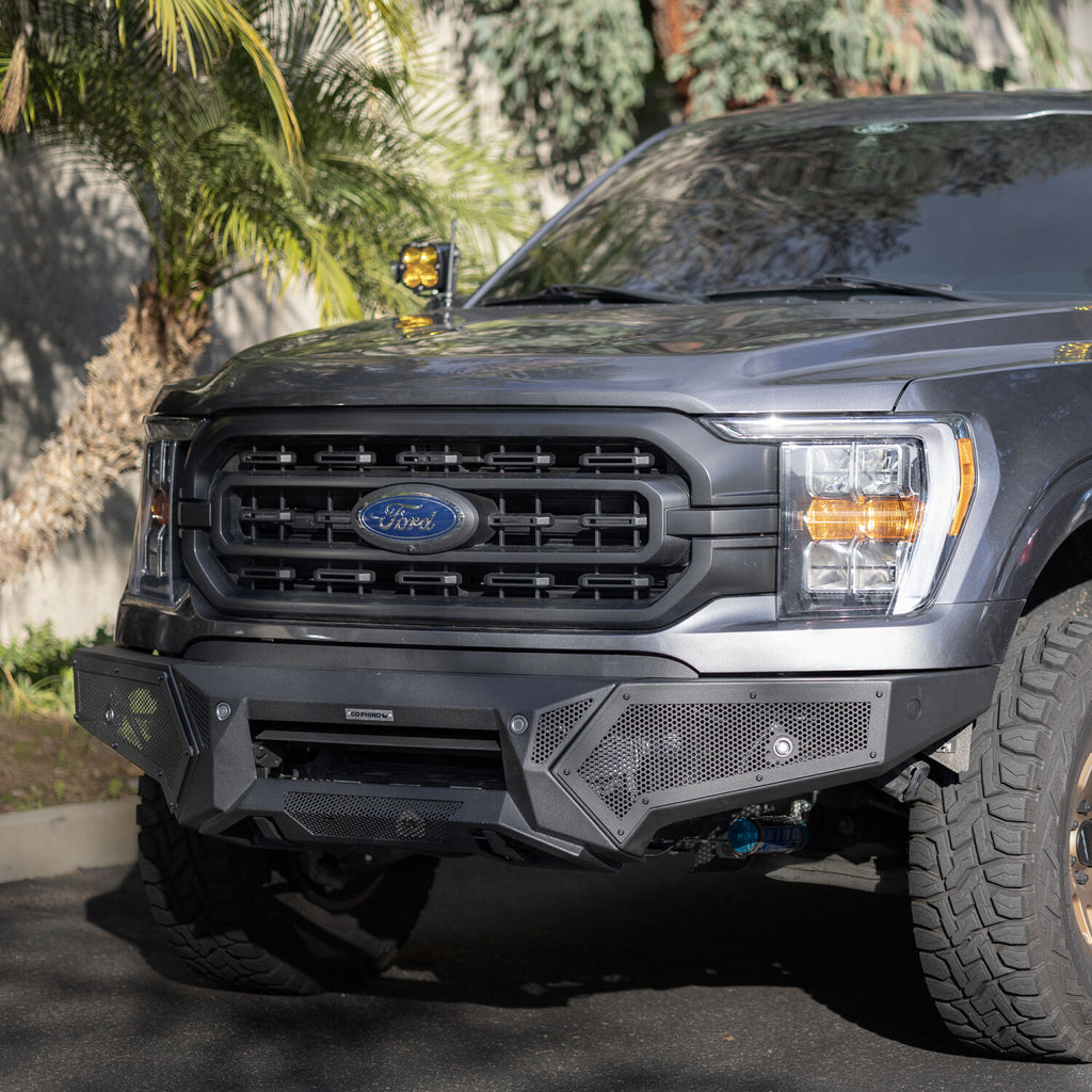 Go Rhino 343981T Element Front Bumper with Power Actuated Hide-Away Light Bar Mount for Select Ford F-150