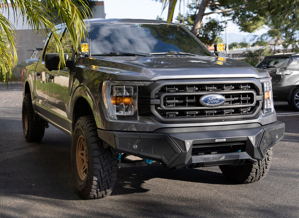 Go Rhino 343981T Element Front Bumper with Power Actuated Hide-Away Light Bar Mount for Select Ford F-150
