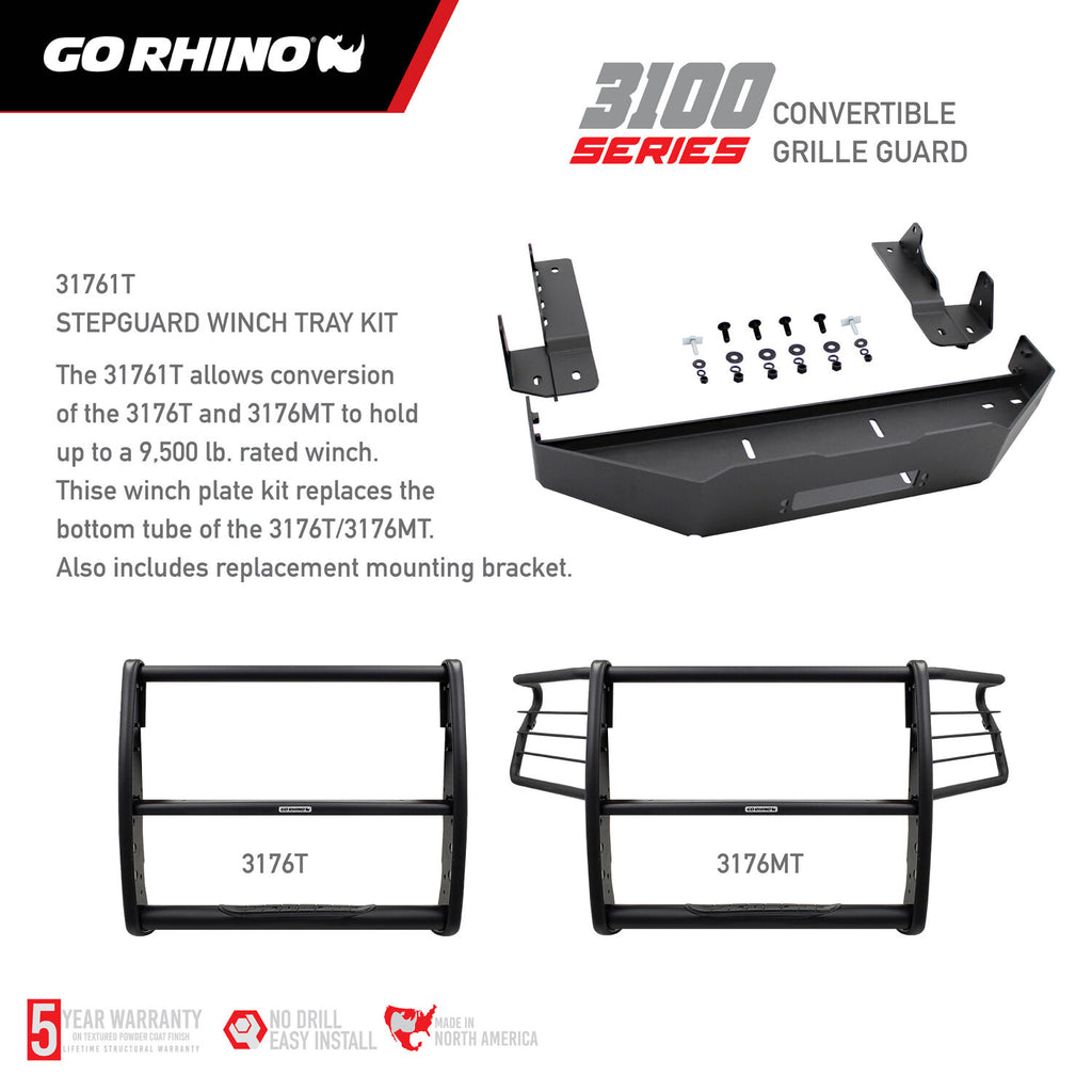 Go Rhino 3176MT 3100 Series StepGuard Grille Guard with Brush Guards for Select Chevrolet Silverado 1500, Chevrolet Silverado LTD