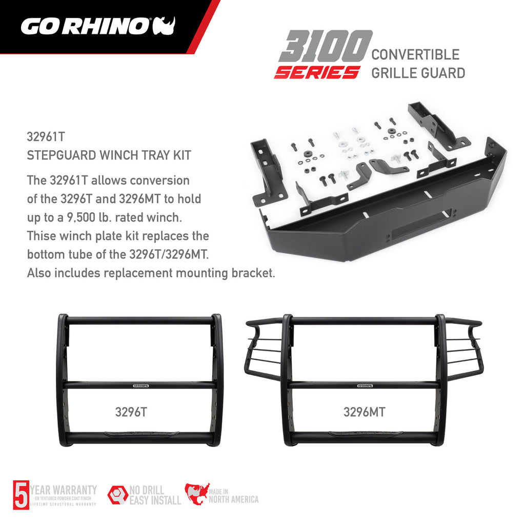 Go Rhino 32961T 3100 Series StepGuard - Winch Plate Kit for Select Ford F-150, Ford Lobo