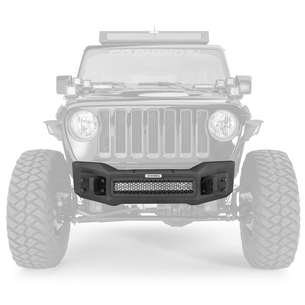 Go Rhino 331100T Rockline Winch-Ready Front Stubby Bumper For Jeep for Select Jeep Gladiator, Jeep Wrangler, Jeep Wrangler JK