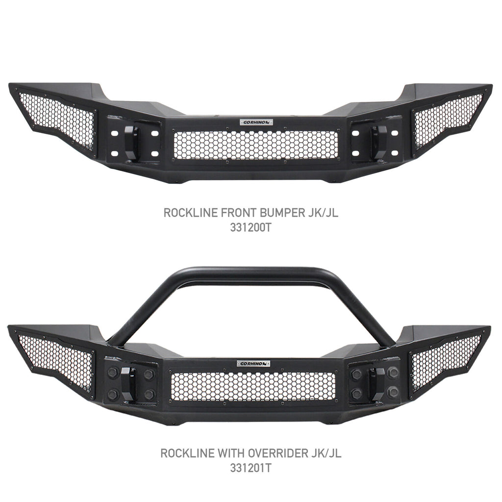 Go Rhino 331200T Rockline Winch-Ready Full Width Bumper For Jeep for Select Jeep Gladiator, Jeep Wrangler, Jeep Wrangler JK