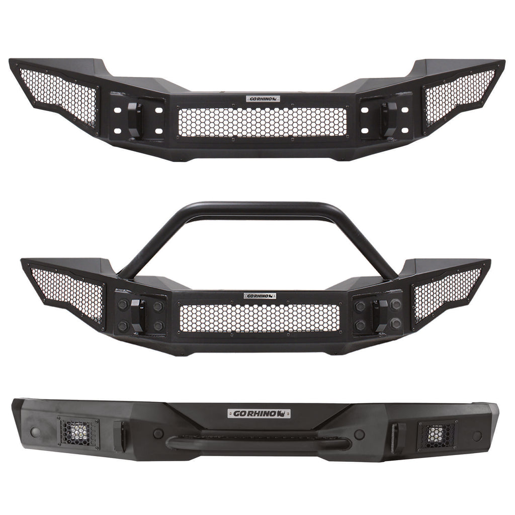 Go Rhino 331201T Rockline Winch-Ready Full Width Bumper With Overrider For Jeep for Select Jeep Gladiator, Jeep Wrangler, Jeep Wrangler JK