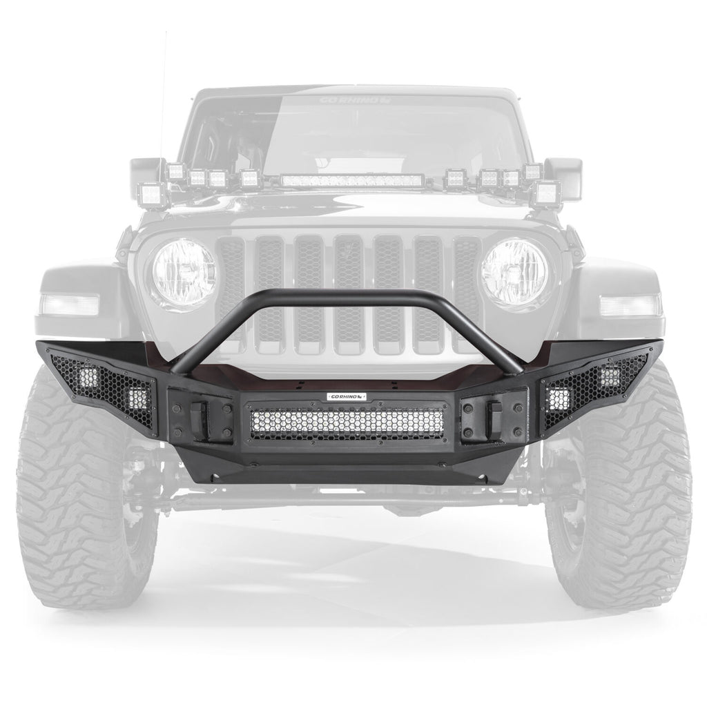 Go Rhino 331201T Rockline Winch-Ready Full Width Bumper With Overrider For Jeep for Select Jeep Gladiator, Jeep Wrangler, Jeep Wrangler JK