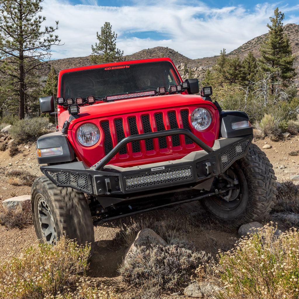 Go Rhino 331201T Rockline Winch-Ready Full Width Bumper With Overrider For Jeep for Select Jeep Gladiator, Jeep Wrangler, Jeep Wrangler JK