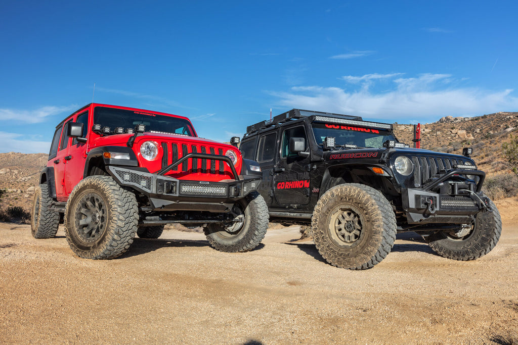 Go Rhino 331201T Rockline Winch-Ready Full Width Bumper With Overrider For Jeep for Select Jeep Gladiator, Jeep Wrangler, Jeep Wrangler JK