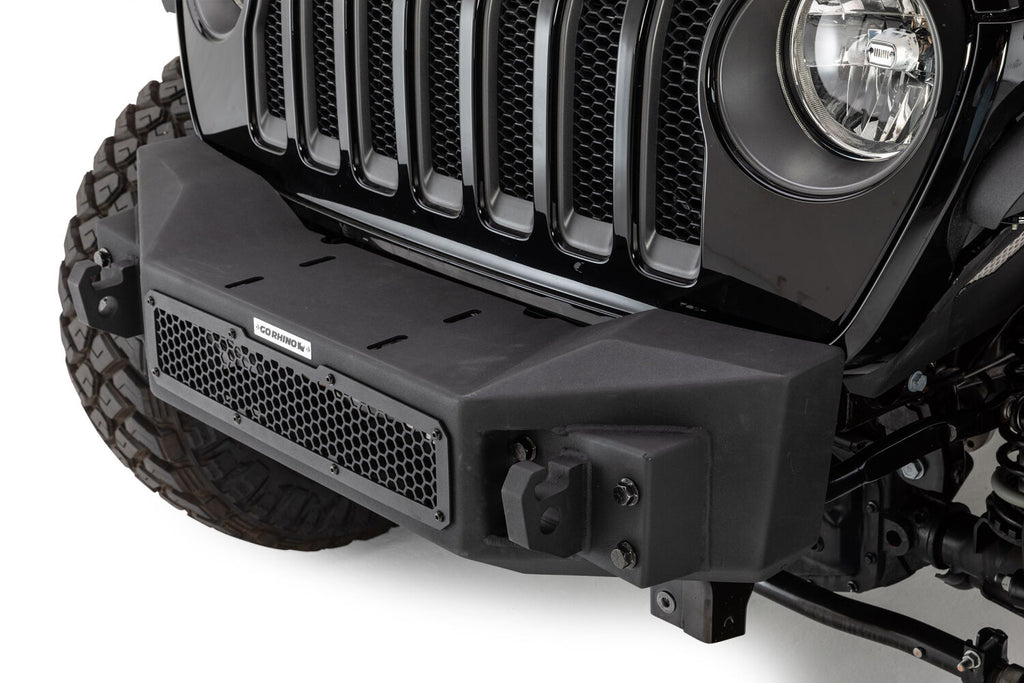 Go Rhino 331100T Rockline Winch-Ready Front Stubby Bumper For Jeep for Select Jeep Gladiator, Jeep Wrangler, Jeep Wrangler JK