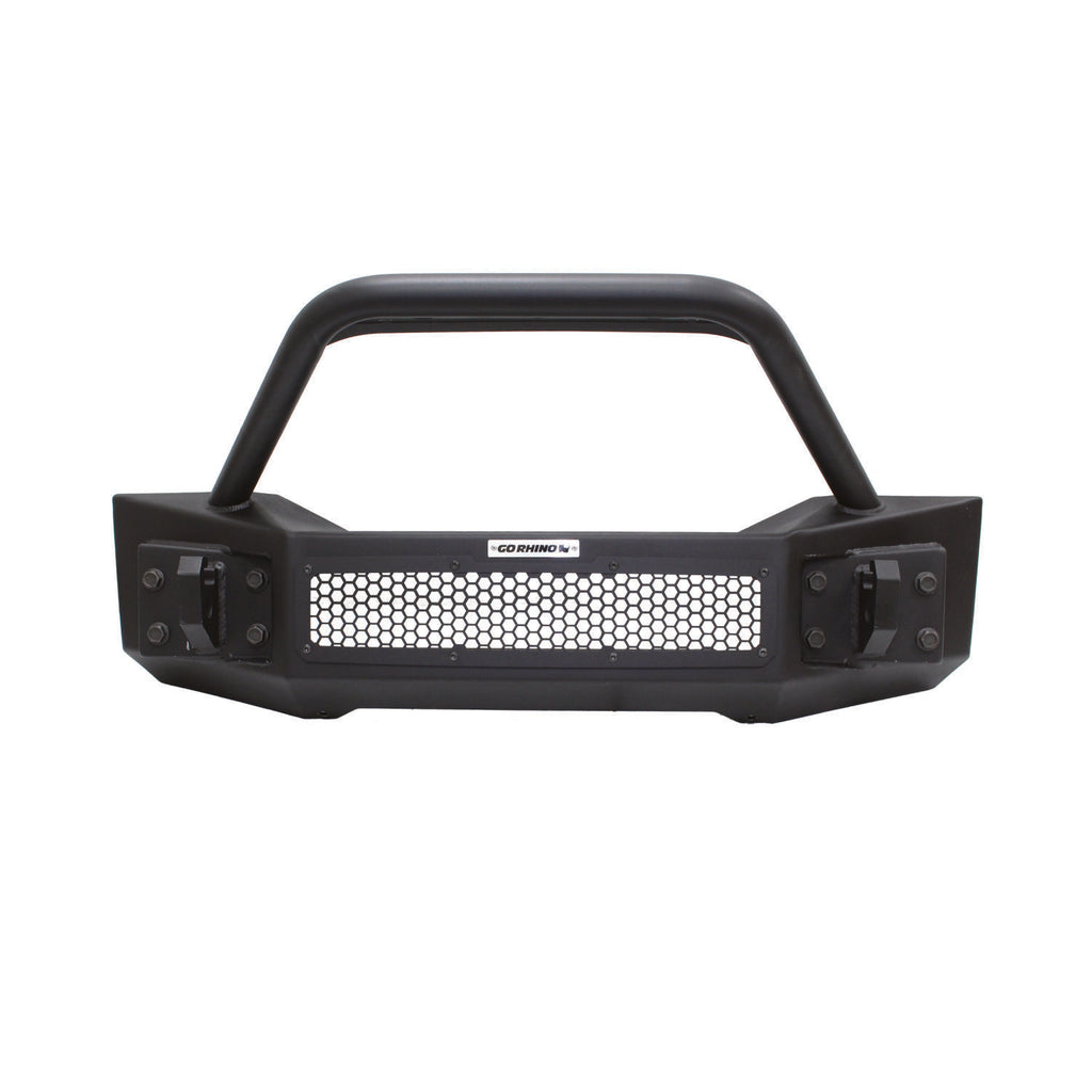 Go Rhino 331101T Rockline Winch-Ready Front Stubby Bumper With Overrider For Jeep for Select Jeep Gladiator, Jeep Wrangler, Jeep Wrangler JK