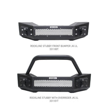 Load image into Gallery viewer, Go Rhino 331101T Rockline Winch-Ready Front Stubby Bumper With Overrider For Jeep for Select Jeep Gladiator, Jeep Wrangler, Jeep Wrangler JK