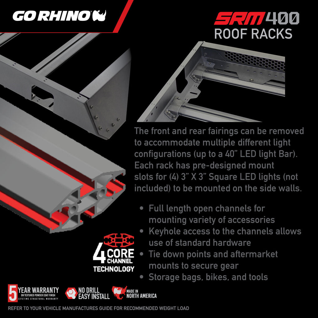Go Rhino 5934068T SRM400 68" Long x 52" Wide Fabricated Customizable Steel Basket Roof Rack