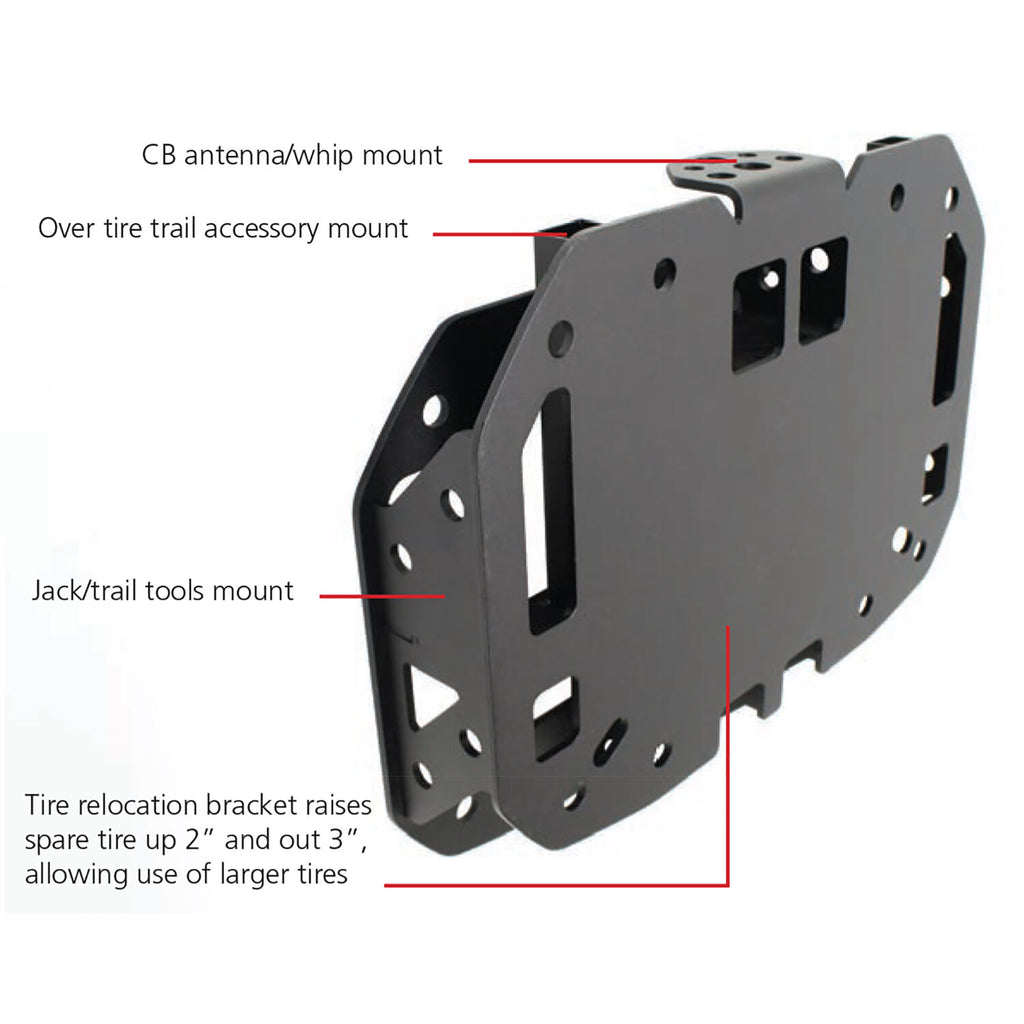 Go Rhino 372000T Rockline Spare Tire Relocation Kit for Jeep Wrangler JL fits up to 40" tire for Select Jeep Wrangler