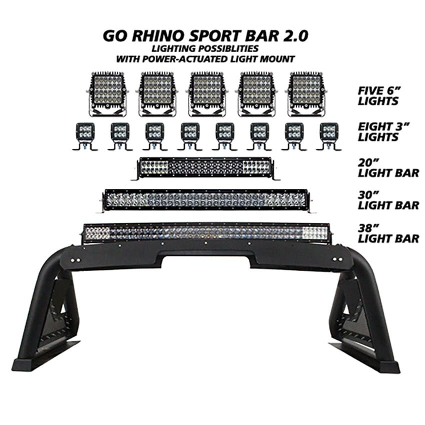 Go Rhino 911620T Sport Bar 2.0 with Power Actuated Retractable Light Mount for Select Toyota Tundra