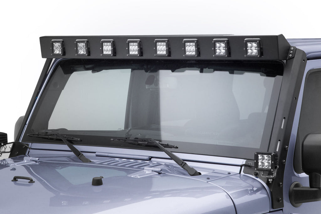 Go Rhino 738300T WLF Windshield Light Frame for Jeep JK - Fits Eight 3" LED Cube Lights for Select Jeep Wrangler, Jeep Wrangler JK