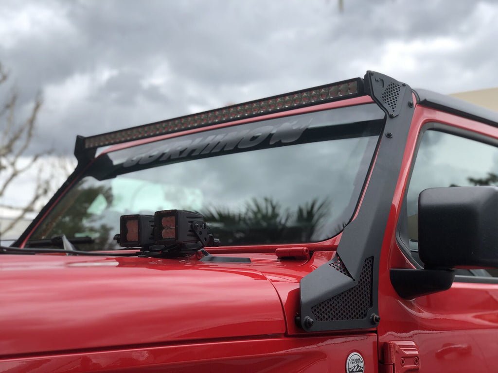 Go Rhino 730500T XE Windshield Light Mount for Jeep Wrangler JL/Gladiator JT, fits 50" Light Bar for Select Jeep Gladiator, Jeep Wrangler