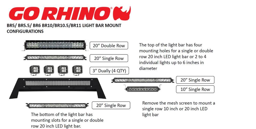 Go Rhino 26473T BR5.5/BR6 Light Mount Bar for Select Toyota Tacoma