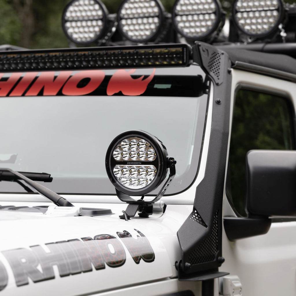 Go Rhino 750800711DRS Blackout Series - MAXROUND 7" LED Driving Light with Daytime Running Lights