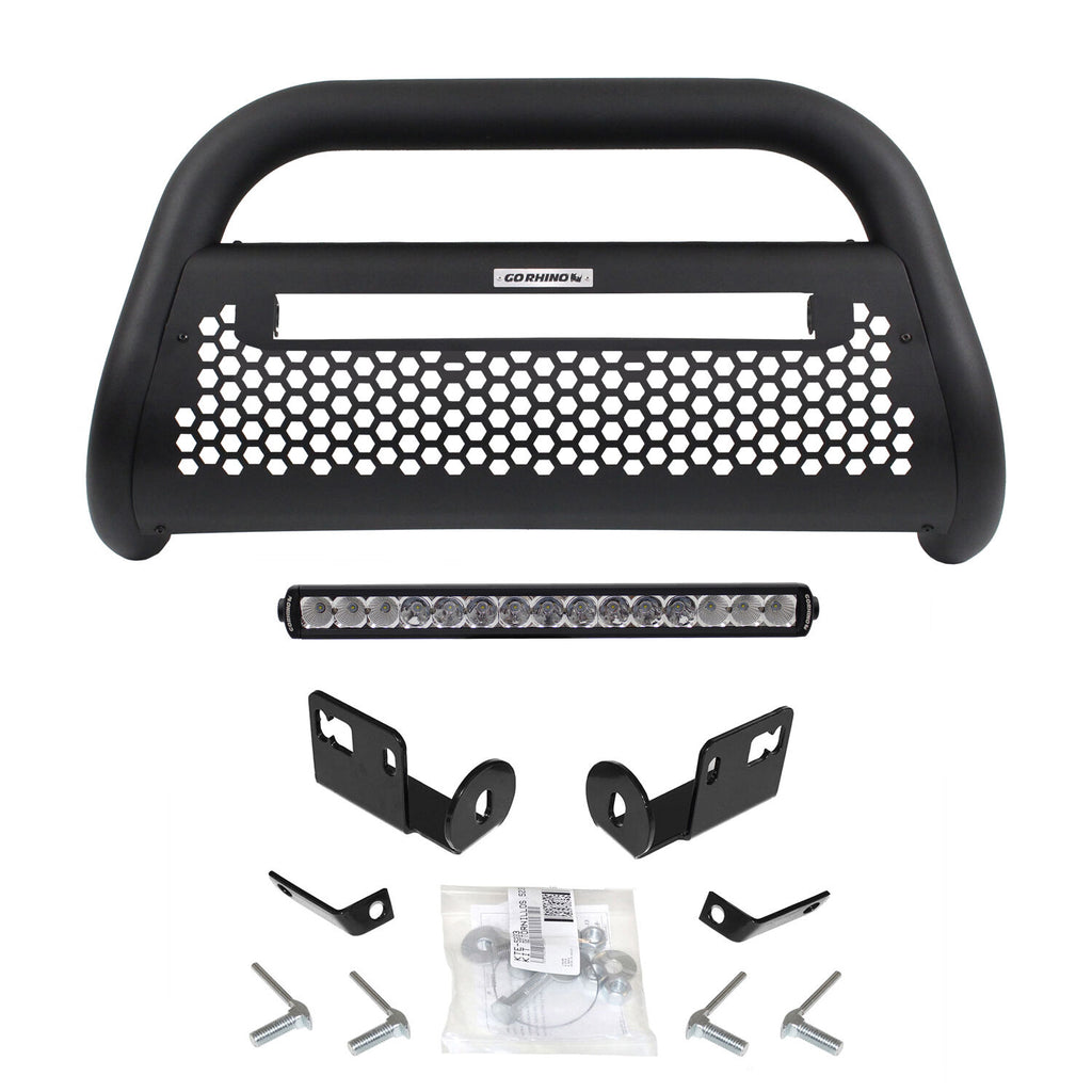 Go Rhino 55193LT RC2 LR Bull Bar with Mounting Brackets and Single Row 20" Light Bar Kit for Select GMC Sierra