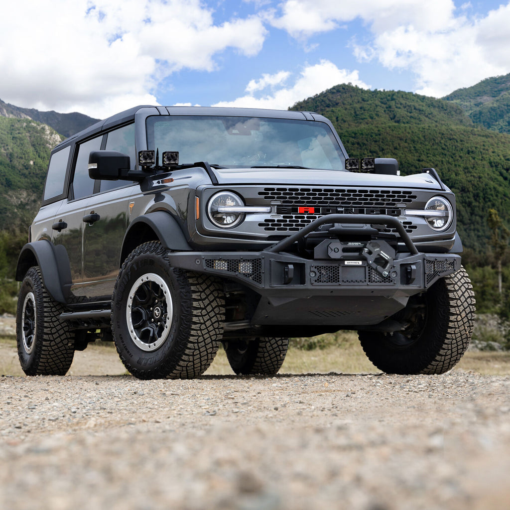 Go Rhino 331401T Rockline Winch-Ready Front Full Width Bumper With Overrider For Ford Bronco for Select Ford Bronco