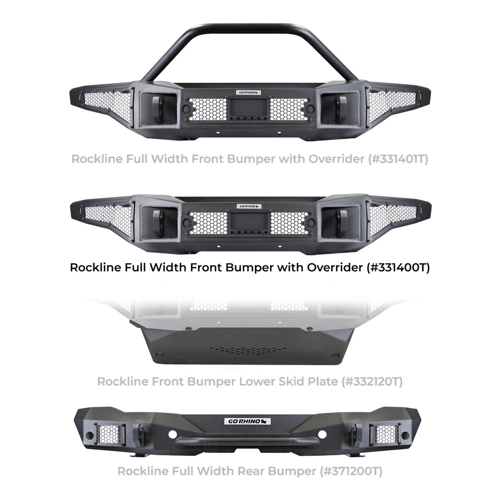 Go Rhino 331400T Rockline Winch-Ready Front Full Width Bumper For Ford Bronco for Select Ford Bronco