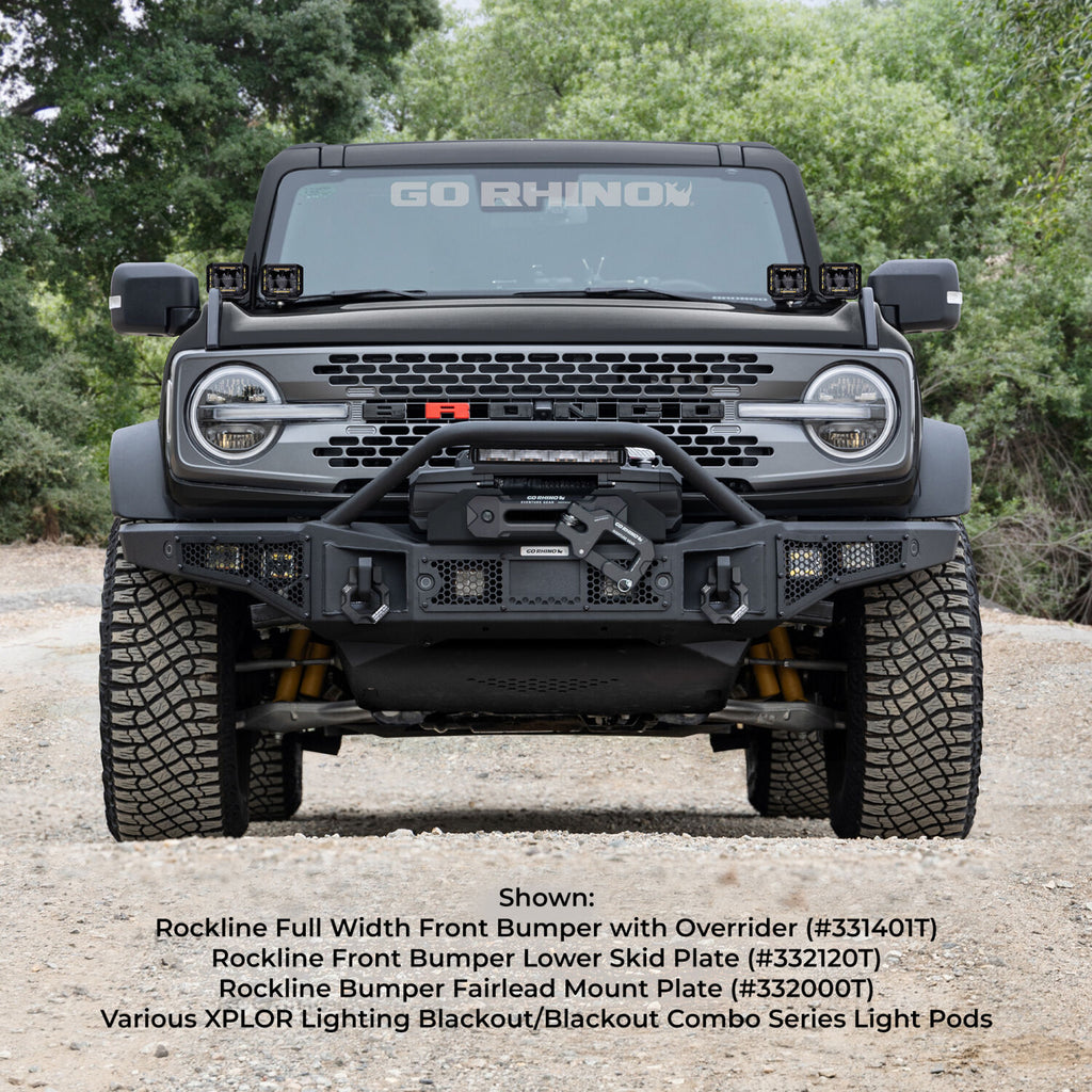 Go Rhino 331401T Rockline Winch-Ready Front Full Width Bumper With Overrider For Ford Bronco for Select Ford Bronco