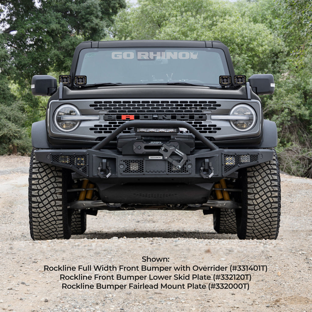 Go Rhino 332000T Rockline Bumper Fairlead Mount Plate For Jeep & Bronco for Select Ford Bronco, Jeep Gladiator, Jeep Wrangler, Jeep Wrangler JK