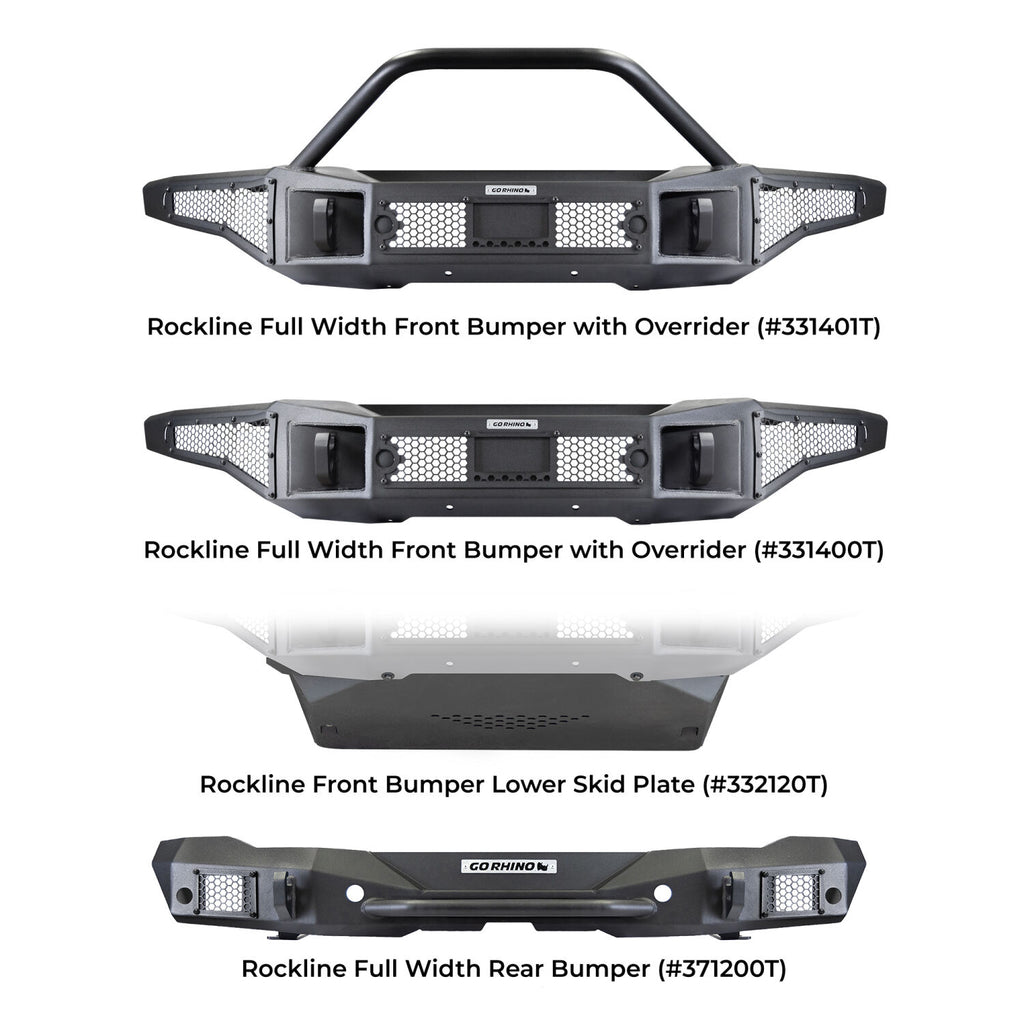Go Rhino 371200T Rockline Rear Full Width Bumper for Jeep JL & JLU for Select Jeep Wrangler