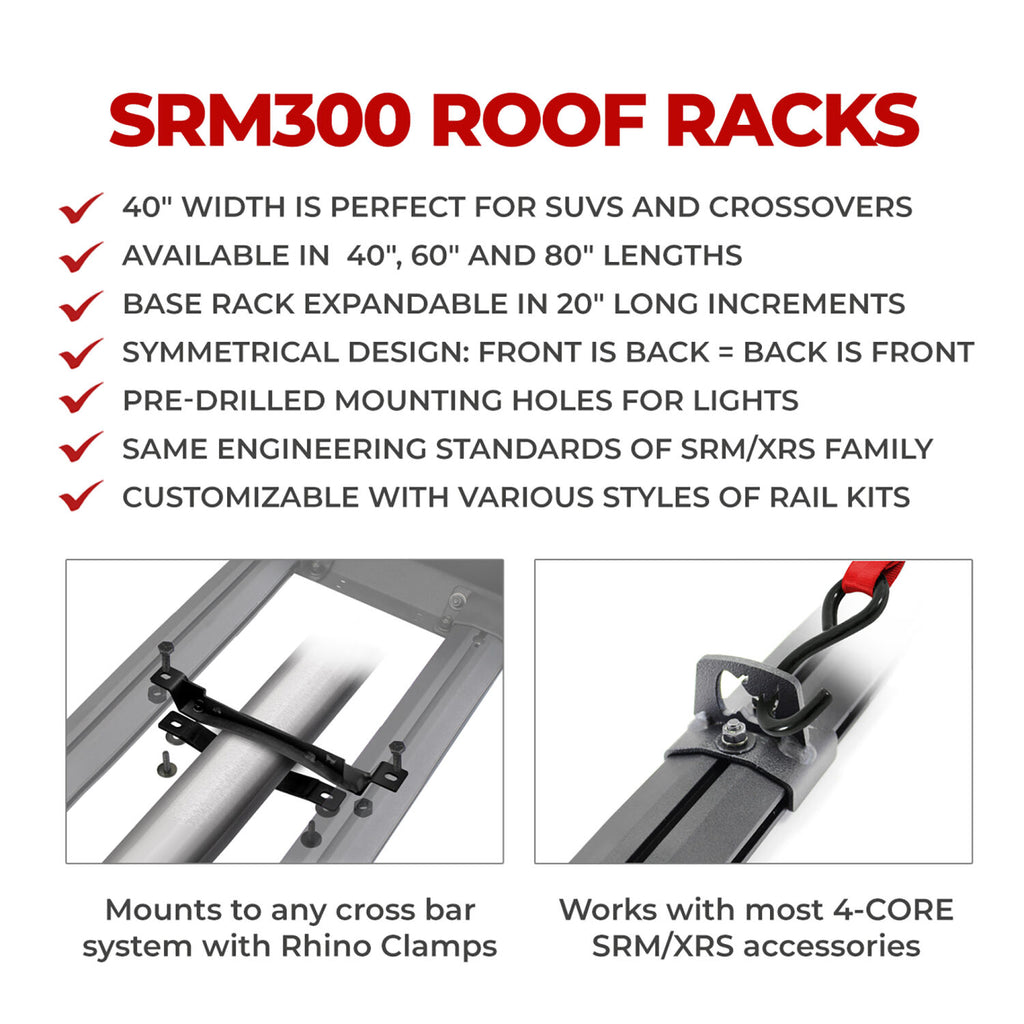 Go Rhino 5933564T SRM300 60" Long x 40" Wide Flat Platform Rack with Quad Overland Rail Kit