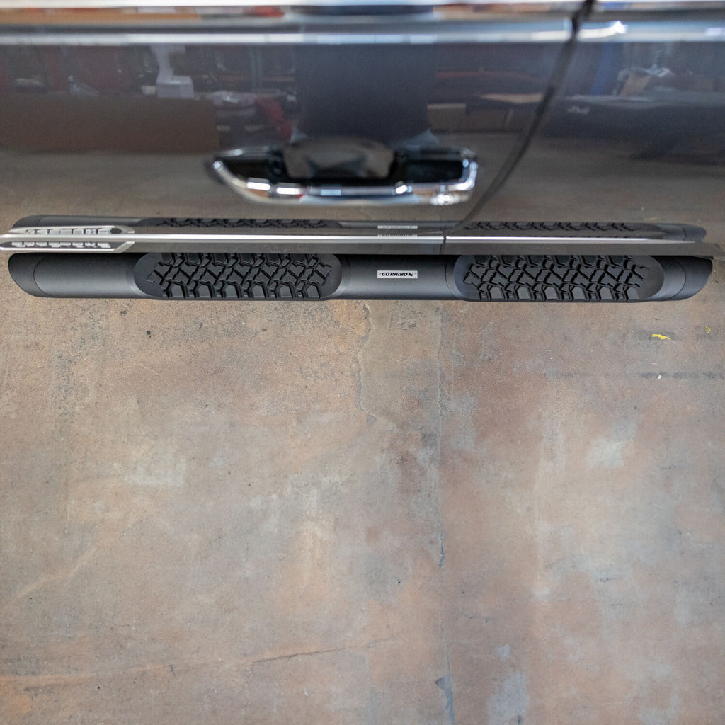 Go Rhino V3443974T V-Series V3 Aluminum Side Steps with Mounting Brackets Kit - Textured Black for Select Toyota Sequoia