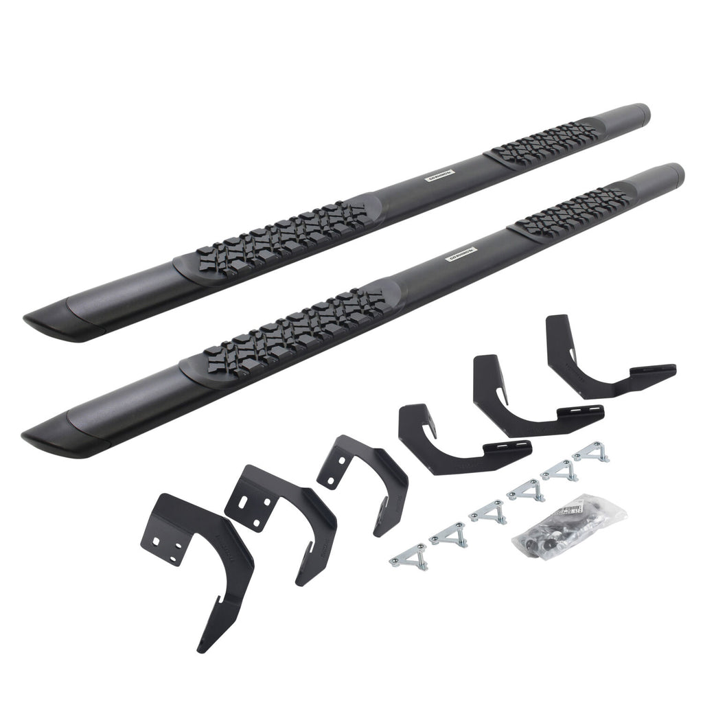 Go Rhino V3429980T V-Series V3 Aluminum Side Steps and Mounting Brackets Kit - Textured Black for Select Ram 1500, Ram Classic