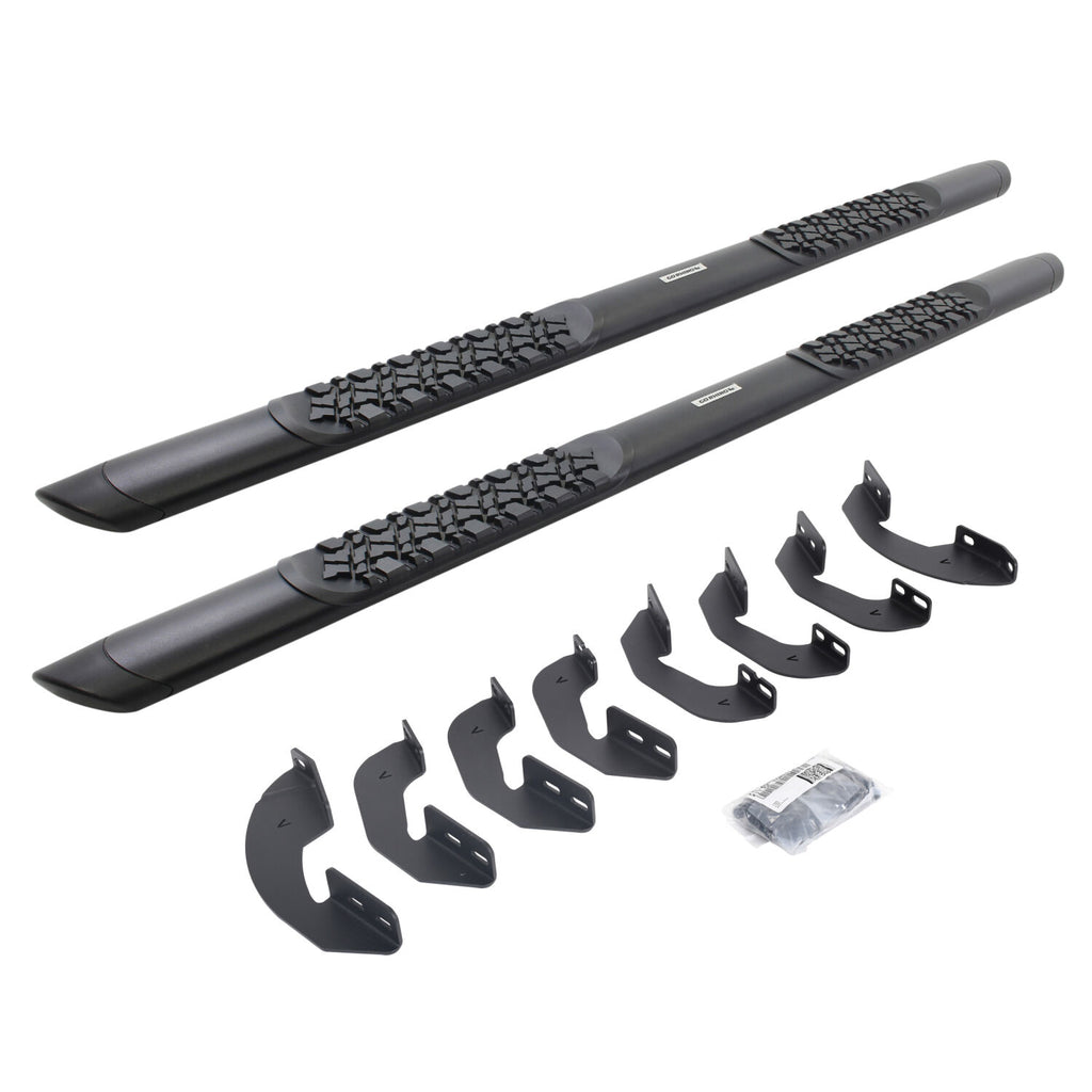 Go Rhino V3443580T V-Series V3 Aluminum Side Steps with Mounting Brackets Kit - Textured Black for Select Toyota Tundra