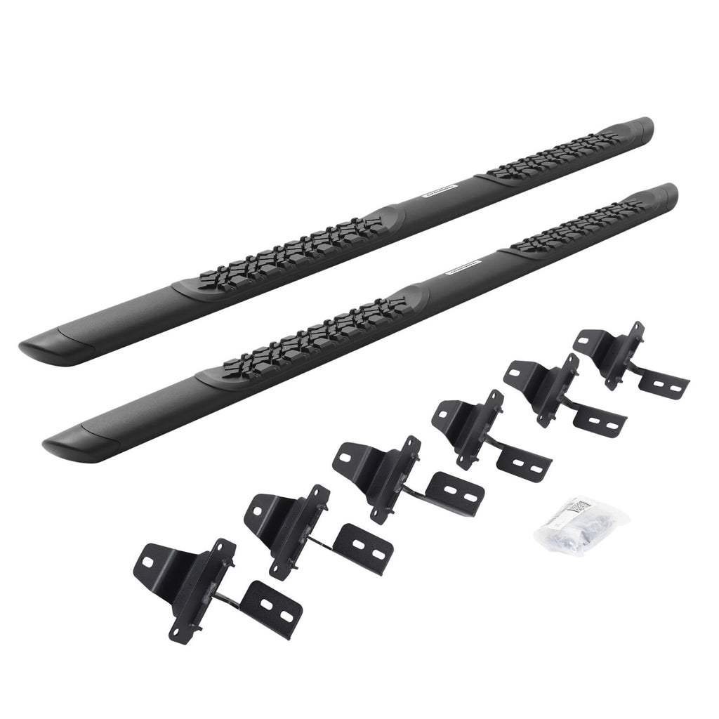 Go Rhino V3450674T V-Series V3 Aluminum Side Steps and Mounting Brackets Kit - Textured Black for Select Jeep Wrangler