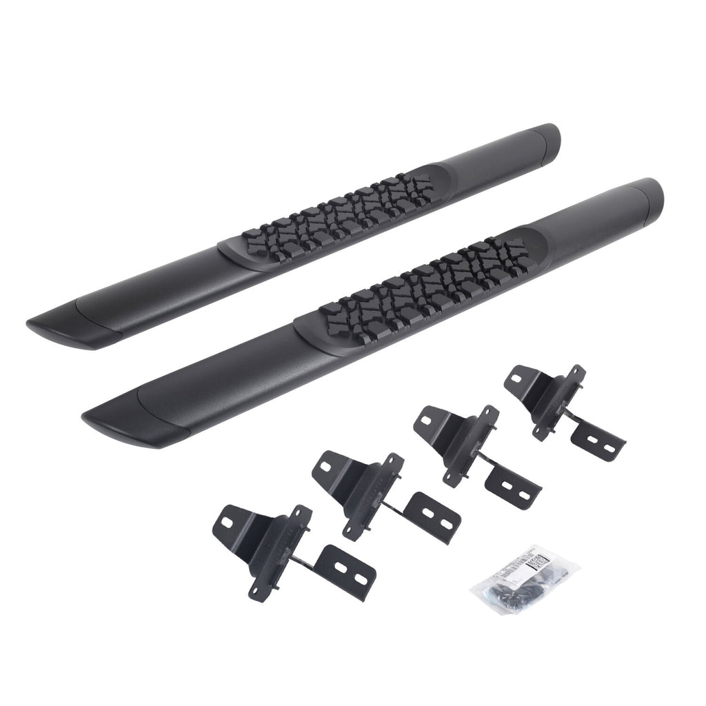 Go Rhino V3492752T V-Series V3 Aluminum Side Steps and Mounting Brackets Kit - Textured Black for Select Jeep Wrangler
