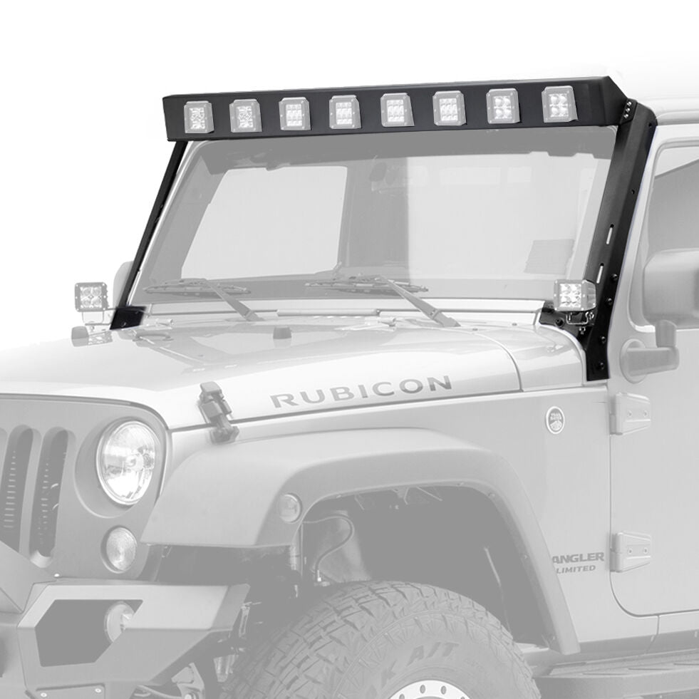 Go Rhino 738300T WLF Windshield Light Frame for Jeep JK - Fits Eight 3" LED Cube Lights for Select Jeep Wrangler, Jeep Wrangler JK