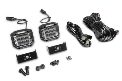Go Rhino 750300323FCS Bright Series - SIDELINE 4x3 LED Flood Lights, Pair
