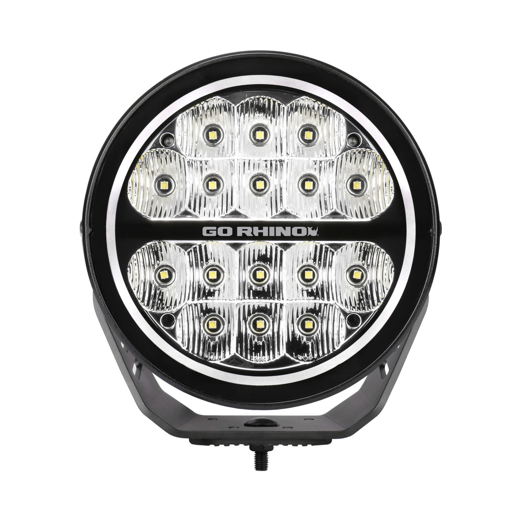 Go Rhino 750800711DRS Blackout Series - MAXROUND 7" LED Driving Light with Daytime Running Lights