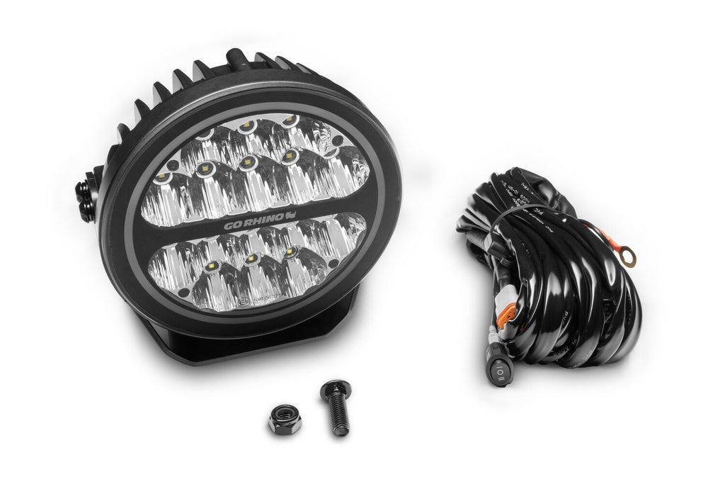 Go Rhino 750800711DRS Blackout Series - MAXROUND 7" LED Driving Light with Daytime Running Lights