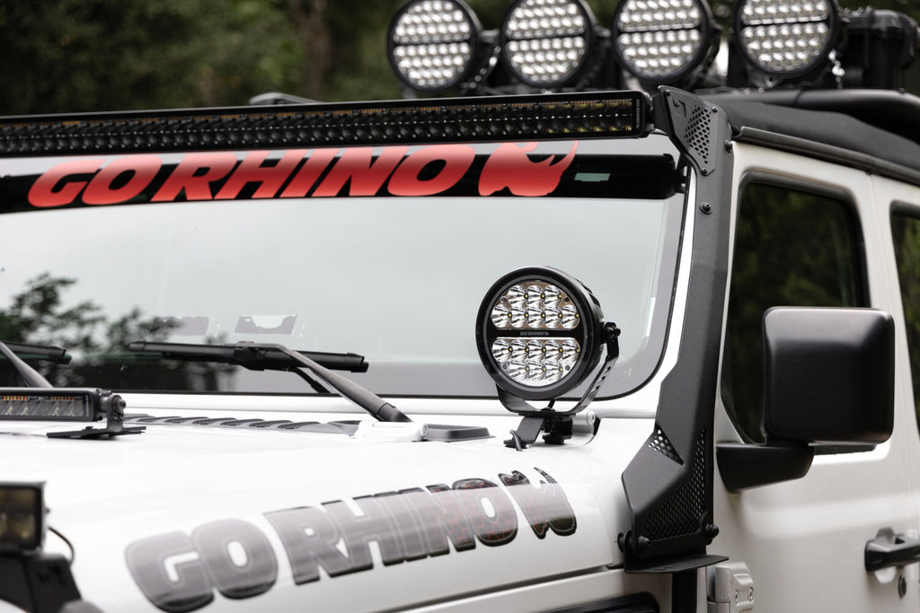 Go Rhino 750800711SRS Blackout Series - MAXROUND 7" LED Spot Light with Daytime Running Lights
