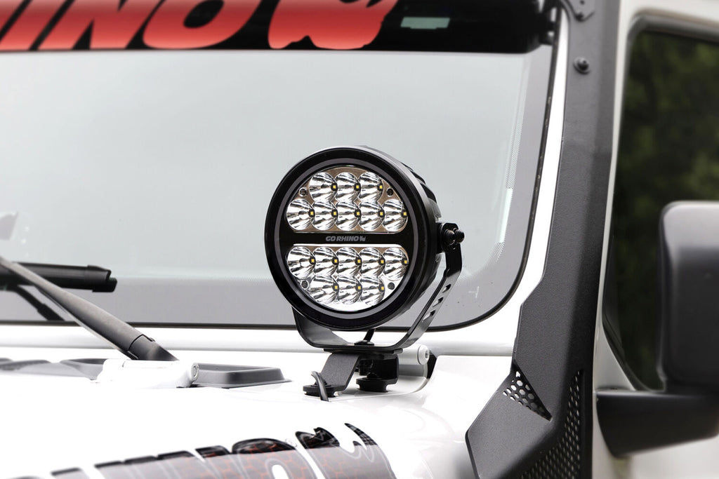 Go Rhino 750800711SRS Blackout Series - MAXROUND 7" LED Spot Light with Daytime Running Lights