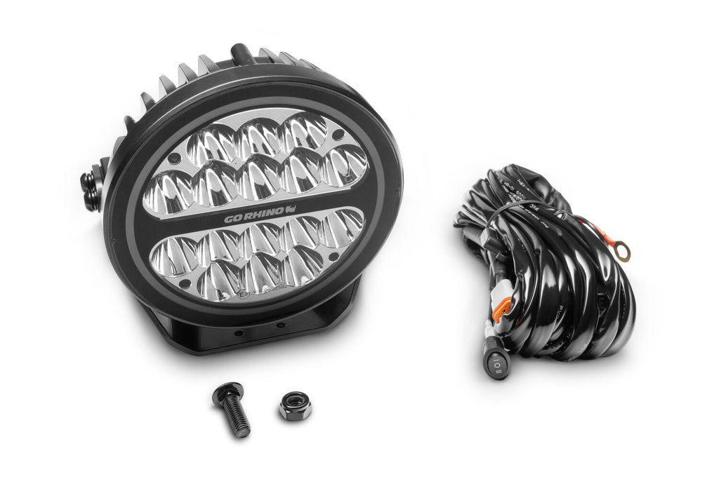 Go Rhino 750800711SRS Blackout Series - MAXROUND 7" LED Spot Light with Daytime Running Lights