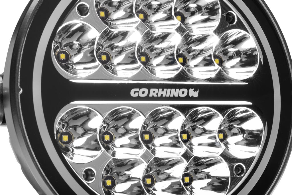 Go Rhino 750800711SRS Blackout Series - MAXROUND 7" LED Spot Light with Daytime Running Lights